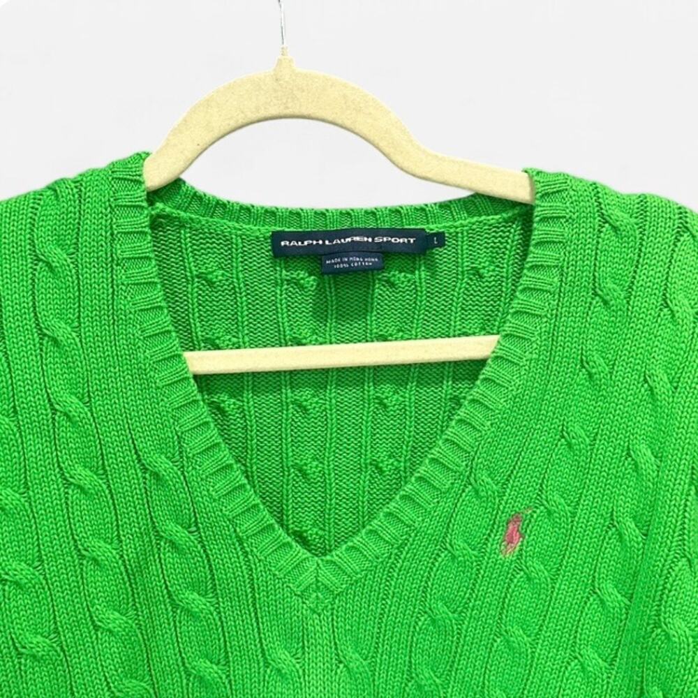 Ralph Lauren Sport Green Cable Knit Sweater - Picture 6 of 9